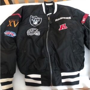 Black Raiders Bomber Jacket with Patches